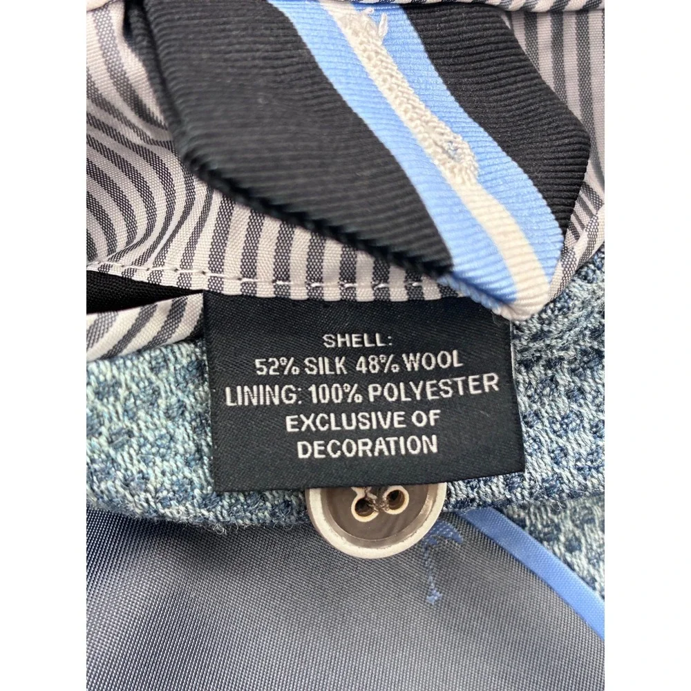 Tailorbyrd Collection Blue Micro Pattern Flamingo Lining Blazer Sport Coat 44R